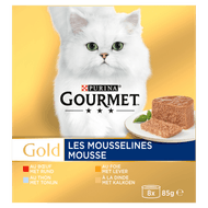Gourmet Gold mousse tonijn-lever-kalkoen-rund 8 stuks