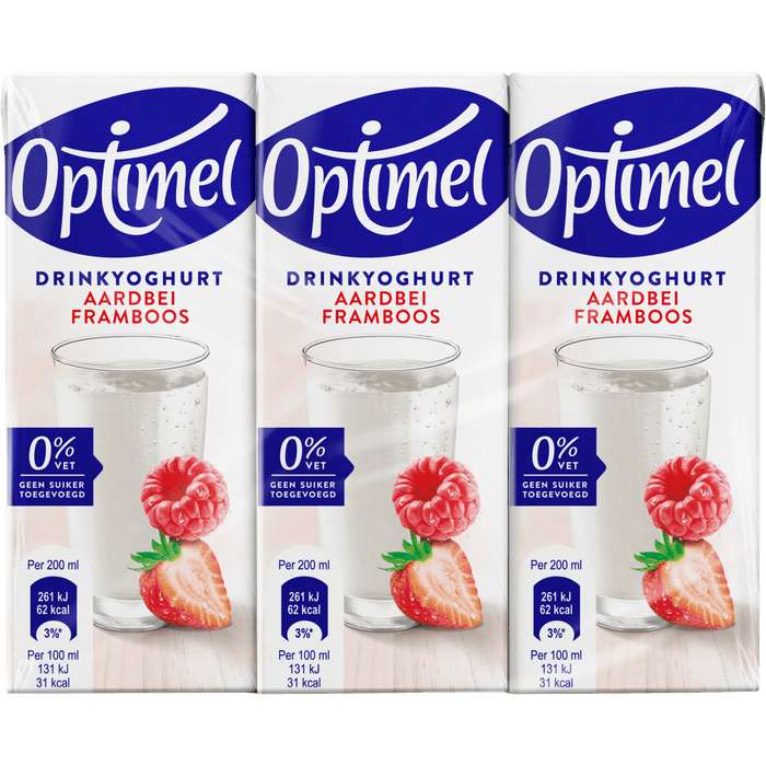 Optimel Drinkyoghurt aardbei framboos