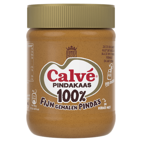 Foto van Calvé 100% pindakaas op witte achtergrond