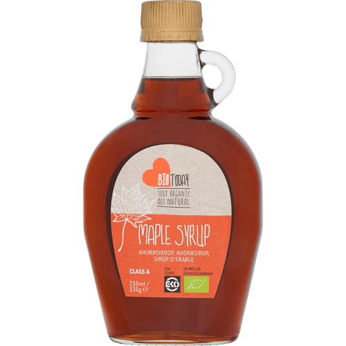 Foto van BioToday Ahornsiroop op witte achtergrond