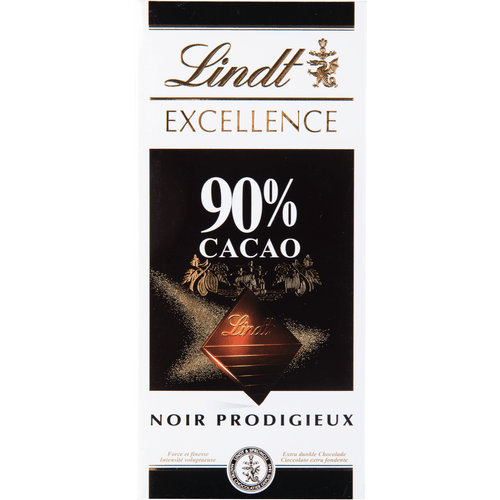 Foto van Lindt Chocoladereep 90% op witte achtergrond