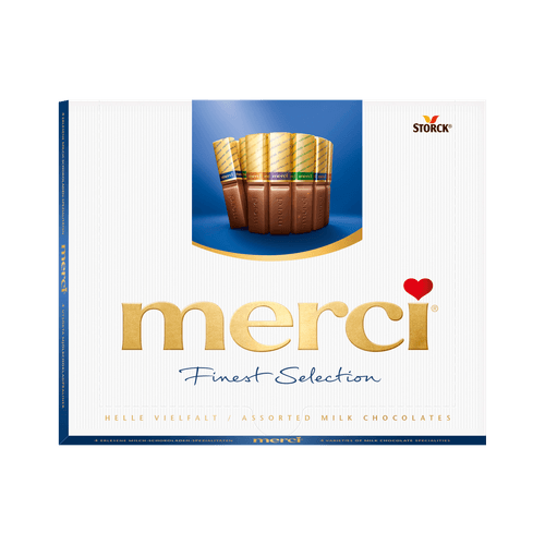 Foto van Merci Finest selction melk op witte achtergrond