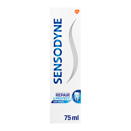 Foto van Sensodyne Tandpasta repair & protect op witte achtergrond