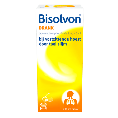Foto van Bisolvon Elixer forte op witte achtergrond