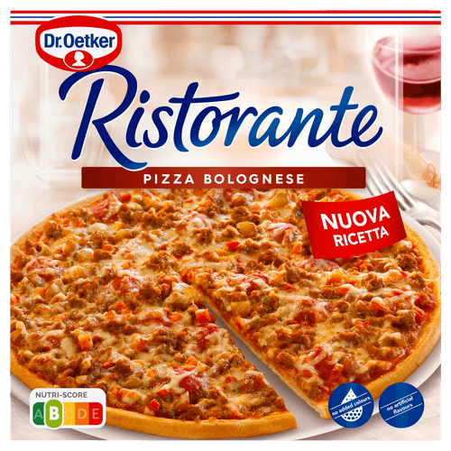 Foto van Dr. Oetker Ristorante pizza bolognese op witte achtergrond