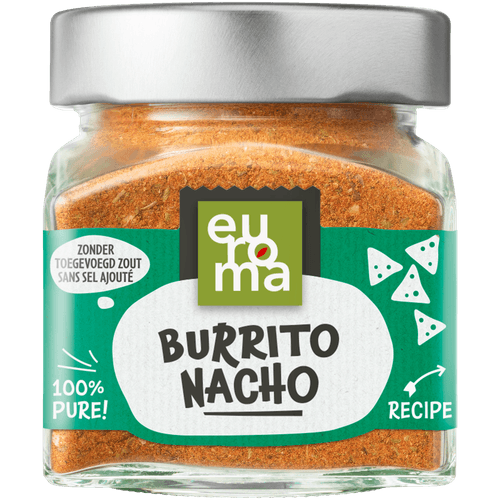 Foto van Euroma Burrito nacho op witte achtergrond