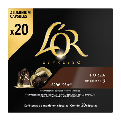 Foto van L'Or Espresso Forza Koffiecups voordeelpak op witte achtergrond