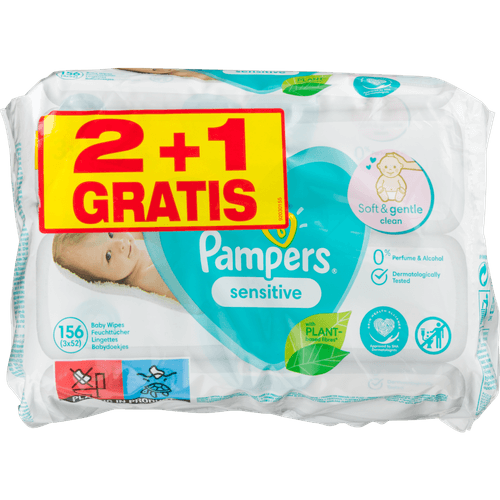 Foto van Pampers Billendoekjes sensitive op witte achtergrond