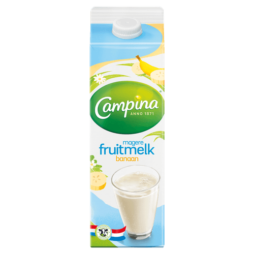 Foto van Campina Fruitmelk banaan op witte achtergrond