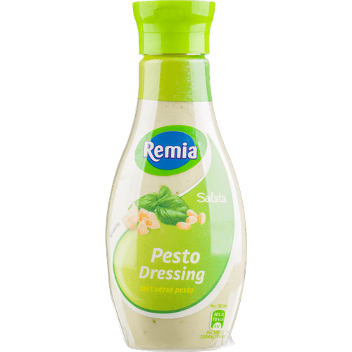 Foto van Remia Dressing salata pesto op witte achtergrond