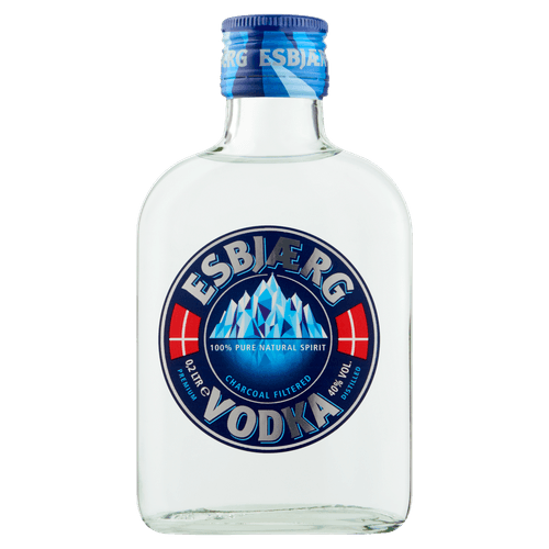 Foto van Esbjaerg Vodka zakflacon op witte achtergrond