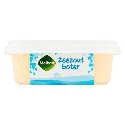 Foto van Melkan Zeezout boter weideboter op witte achtergrond