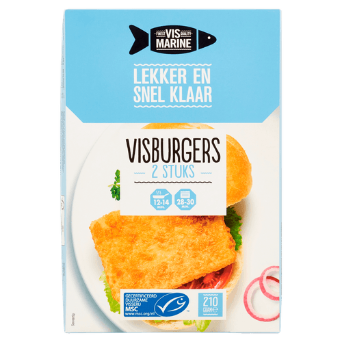 Foto van Vis Marine Visburgers 2 stuks op witte achtergrond