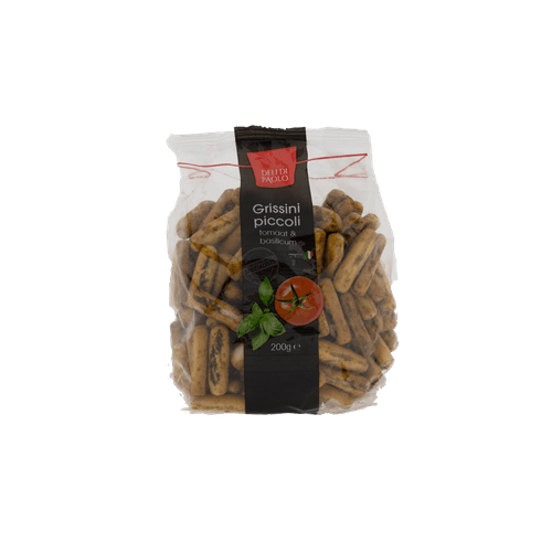Foto van Deli Di Paolo Grissini piccoli tomaat & basilicum op witte achtergrond