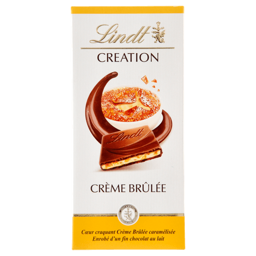 Foto van Lindt Chocolate creation creme brulee op witte achtergrond