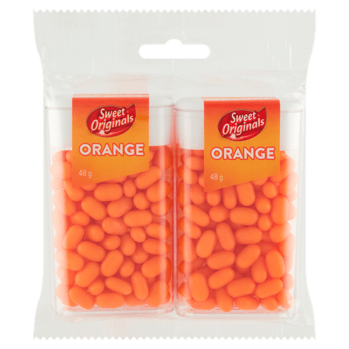 Foto van Sweet Original Mintjes orange op witte achtergrond