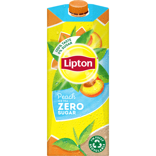 Foto van Lipton Ice tea peach zero op witte achtergrond