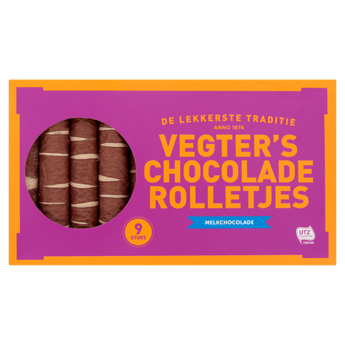 Foto van Vegter's Chocolade rolletjes op witte achtergrond