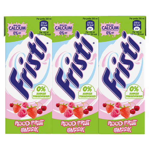 Foto van Fristi Drinkyoghurt rood fruit op witte achtergrond