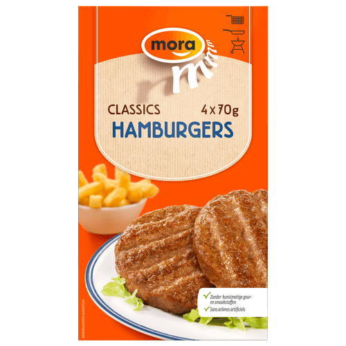 Foto van Mora Hamburgers 4 stuks op witte achtergrond