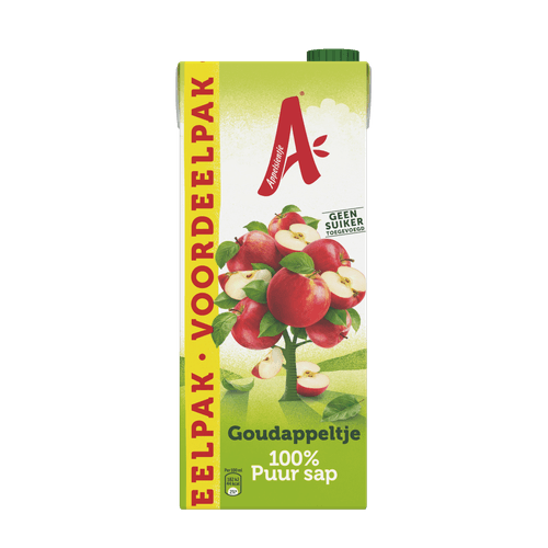 Foto van Appelsientje Appelsap Goudappeltje op witte achtergrond