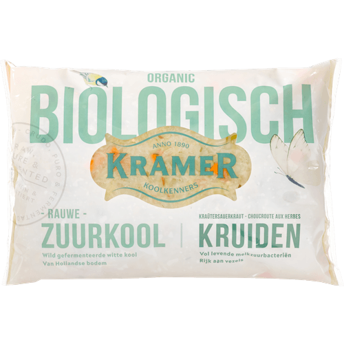 Foto van Kramer Zuurkool kruiden biologisch op witte achtergrond