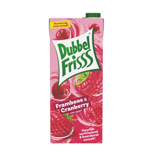 Foto van Dubbelfrisss Framboos-cranberry op witte achtergrond