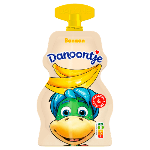 Foto van Danoontje Tussendoortje Knijpyoghurt Banaan op witte achtergrond