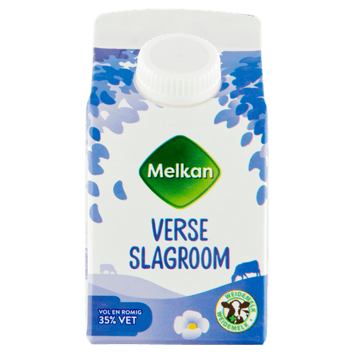 Foto van Melkan Slagroom 35% vet op witte achtergrond