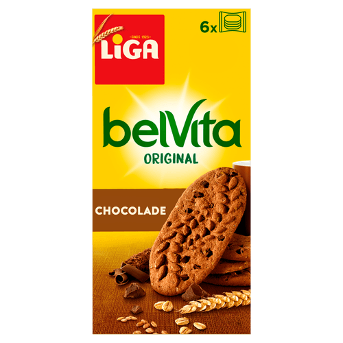 Foto van Liga Belvita chocolade 6 x 4 stuks op witte achtergrond