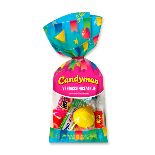 Foto van Candyman Verrassingszakje op witte achtergrond