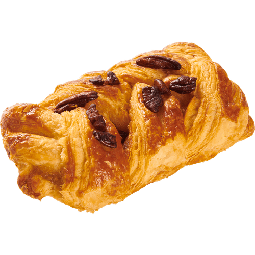 Foto van Vers afbak Pecanbroodje maple op witte achtergrond