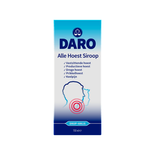 Foto van Daro Hoestsiroop alle hoest op witte achtergrond