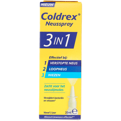Foto van Hot Coldrex Neusspray 3 in 1 op witte achtergrond