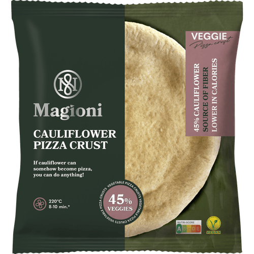 Foto van Magioni Bloemkool pizza bodems op witte achtergrond