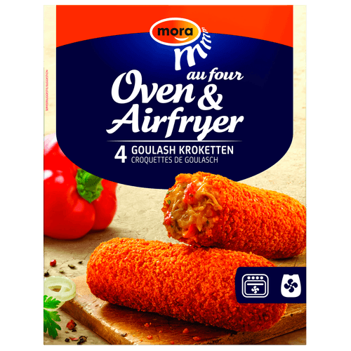 Foto van Mora Goulash oven & airfryer kroket 4 stuks op witte achtergrond