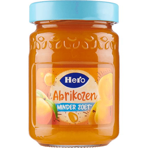 Foto van Hero Jam 40% minder zoet abrikozen op witte achtergrond