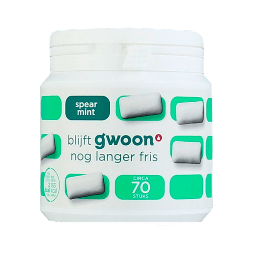 Foto van G'woon Kauwgom spearmint op witte achtergrond