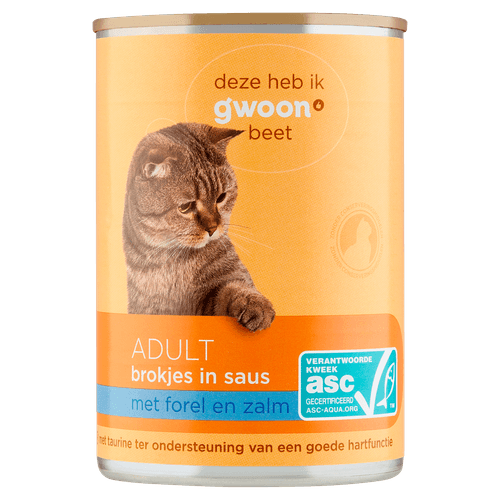 Foto van G'woon Kattenvoer adult forel-zalm op witte achtergrond