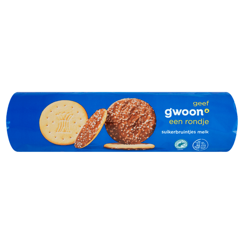 Foto van G'woon Suikerbruintjes melk op witte achtergrond