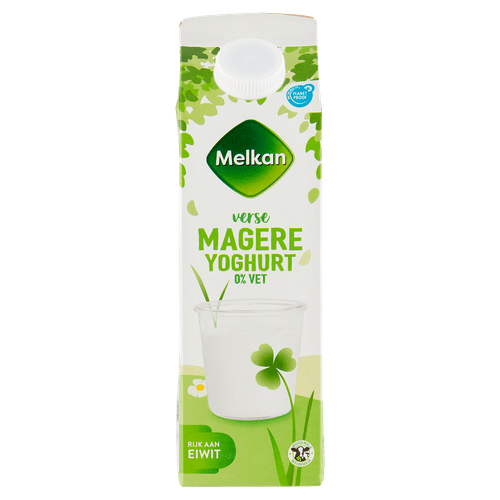 Foto van Melkan Magere yoghurt op witte achtergrond