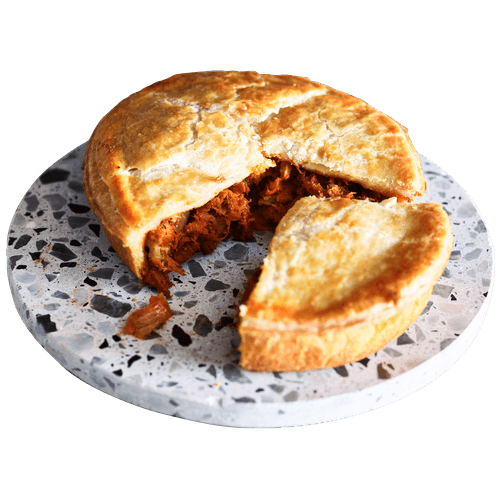 Foto van The Pie Factory Hartige taart pie pulled pork op witte achtergrond