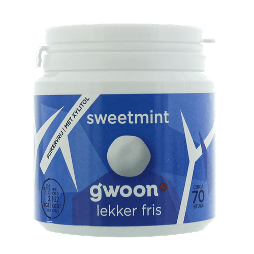 Foto van G'woon Kauwom sweetmint op witte achtergrond