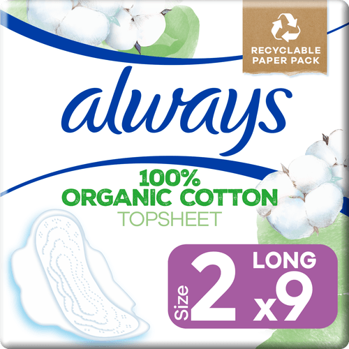 Foto van Always Maandverband cotton protect long plus op witte achtergrond