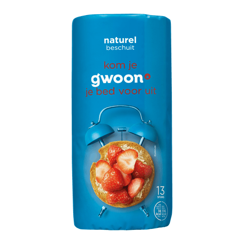 Foto van G'woon Beschuit naturel 13 stuks op witte achtergrond