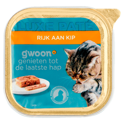 Foto van G'woon Kattenvoer alu pate kip op witte achtergrond