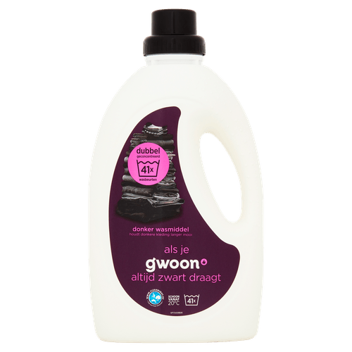 Foto van G'woon Vloeibaar wasmiddel 2x geconc. zwart 41 wasbeurten op witte achtergrond