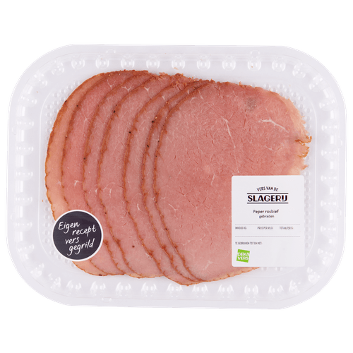 Foto van DekaVers Peper rosbief op witte achtergrond