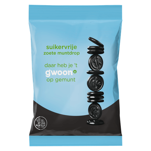 Foto van G'woon Muntdrop suikervrij op witte achtergrond