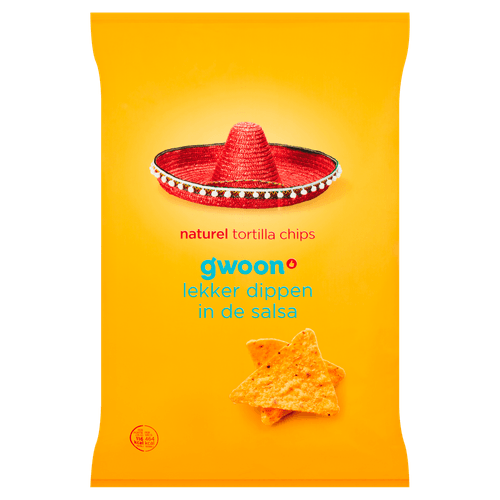 Foto van G'woon Tortilla chips naturel op witte achtergrond